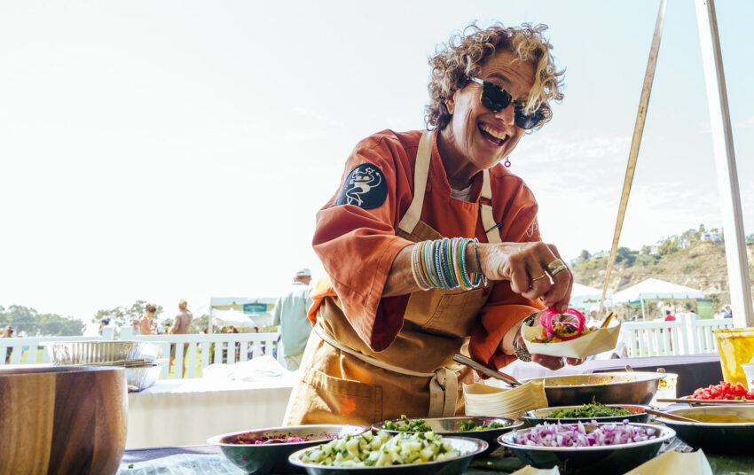 Chef Susan Feniger cooking at the Del Mar Wine Food Festival San Diego food event happening Oct 2-7, 2024